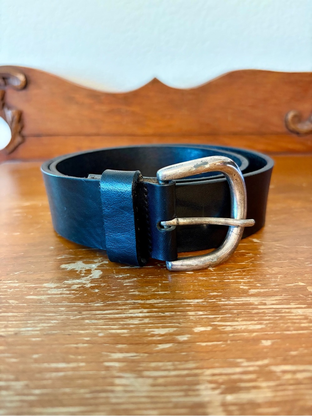 Jessi Lee Black Leather Belt with Silver Buckle
